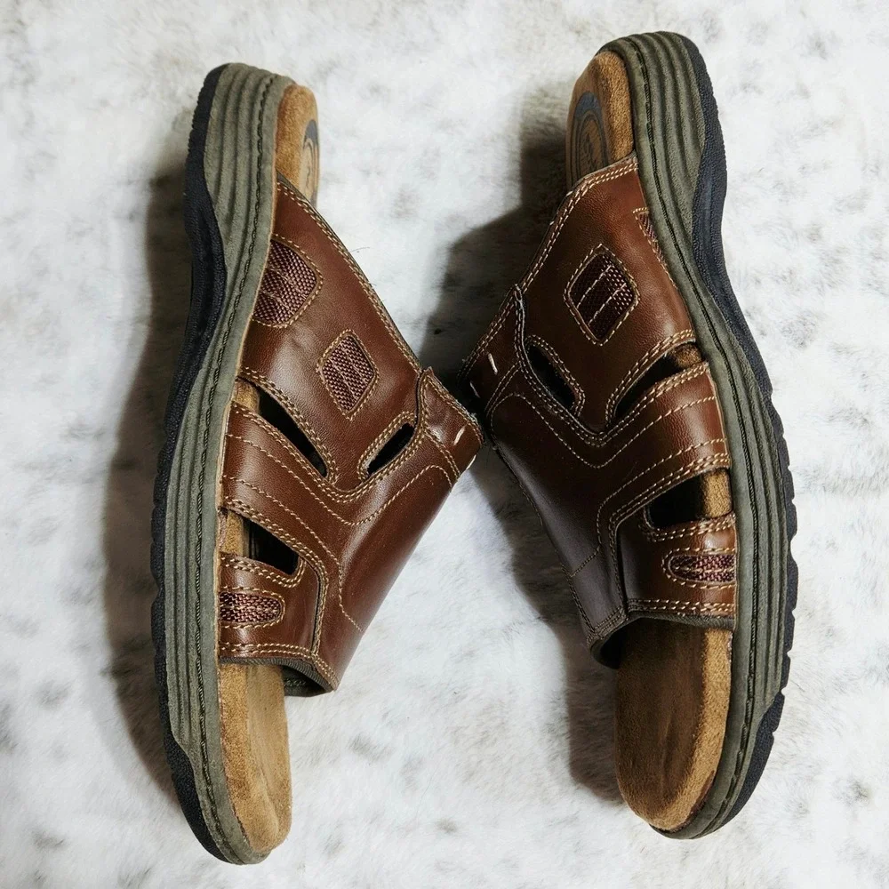 Nunn Bush Brown Dual Comfort Slide Sandals 11M 84416-221 Gorpcore Dad Core
